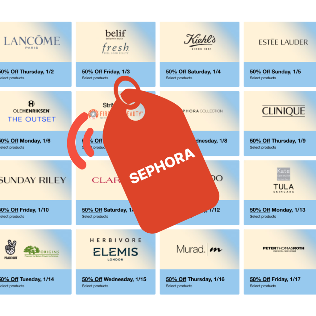 Revamp your skincare routine with Sephora’s Daily Deals! From January 2nd to 17th, enjoy 50% off select skincare products from top brands like Clinique, Sunday Riley, and Kiehl’s. Hurry—new deals daily! | Mirmigi